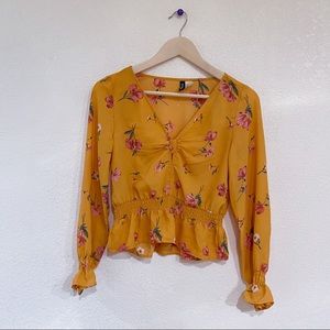 H&M yellow floral blouse